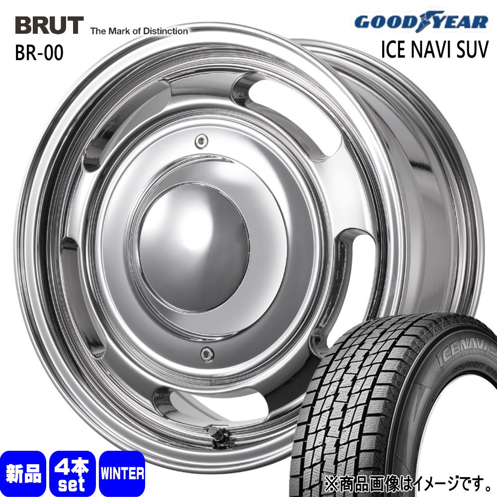215/70R16 100Q アイスナビ SUV ICE NAVI SUV グッドイヤー GOODYEAR 新品 冬用 スタッドレスタイヤ ホイール 4本セット TRISTAR BRUT BR-00 16&times;6.5+38 6/139.7｜タイヤショップ78