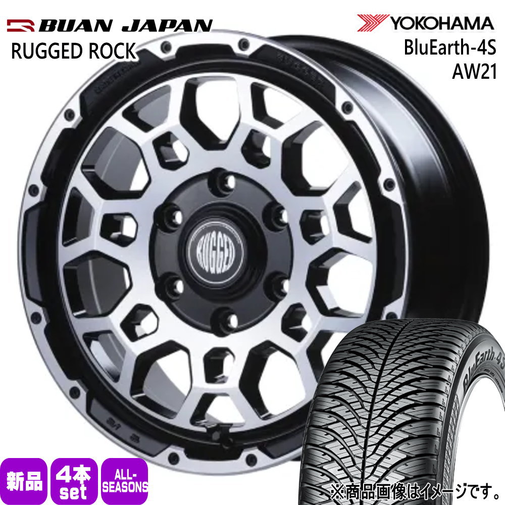 215/65R16 98H ブルーアース 4S AW21 BluEarth-4S AW21 ヨコハマ YOKOHAMA 新品 夏冬兼用 オールシーズンタイヤ ホイール 4本セット BUAN JAPAN RUGGED ROCK 16&times;6.5+38 6/139.7｜タイヤショップ78