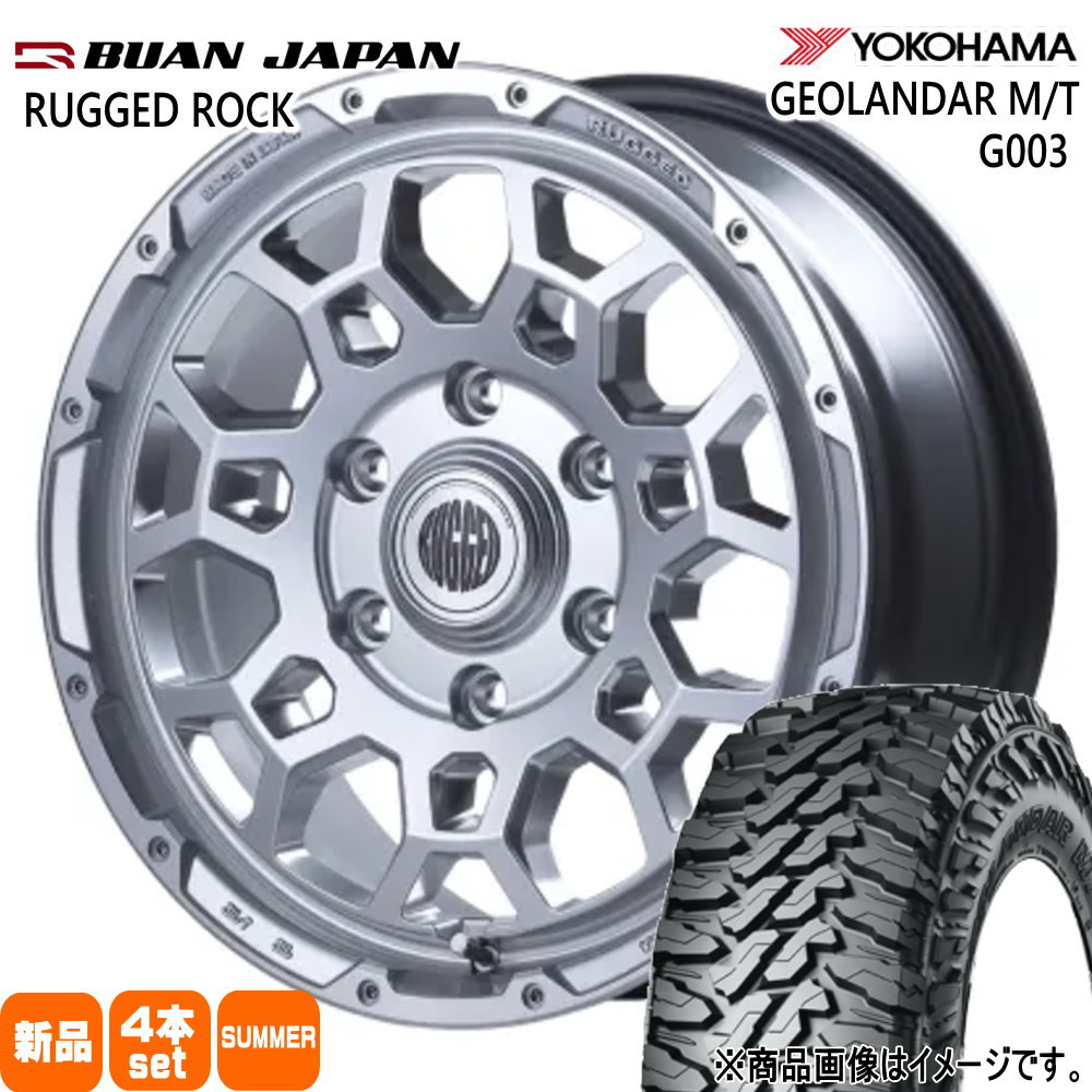 215/70R16 100/97Q LT ジオランダー MT G003 GEOLANDAR M/T G003 ヨコハマ YOKOHAMA 新品 夏用 サマータイヤ ホイール 4本セット BUAN JAPAN RUGGED ROCK 16&times;6.5+38 6/139.7｜タイヤショップ78