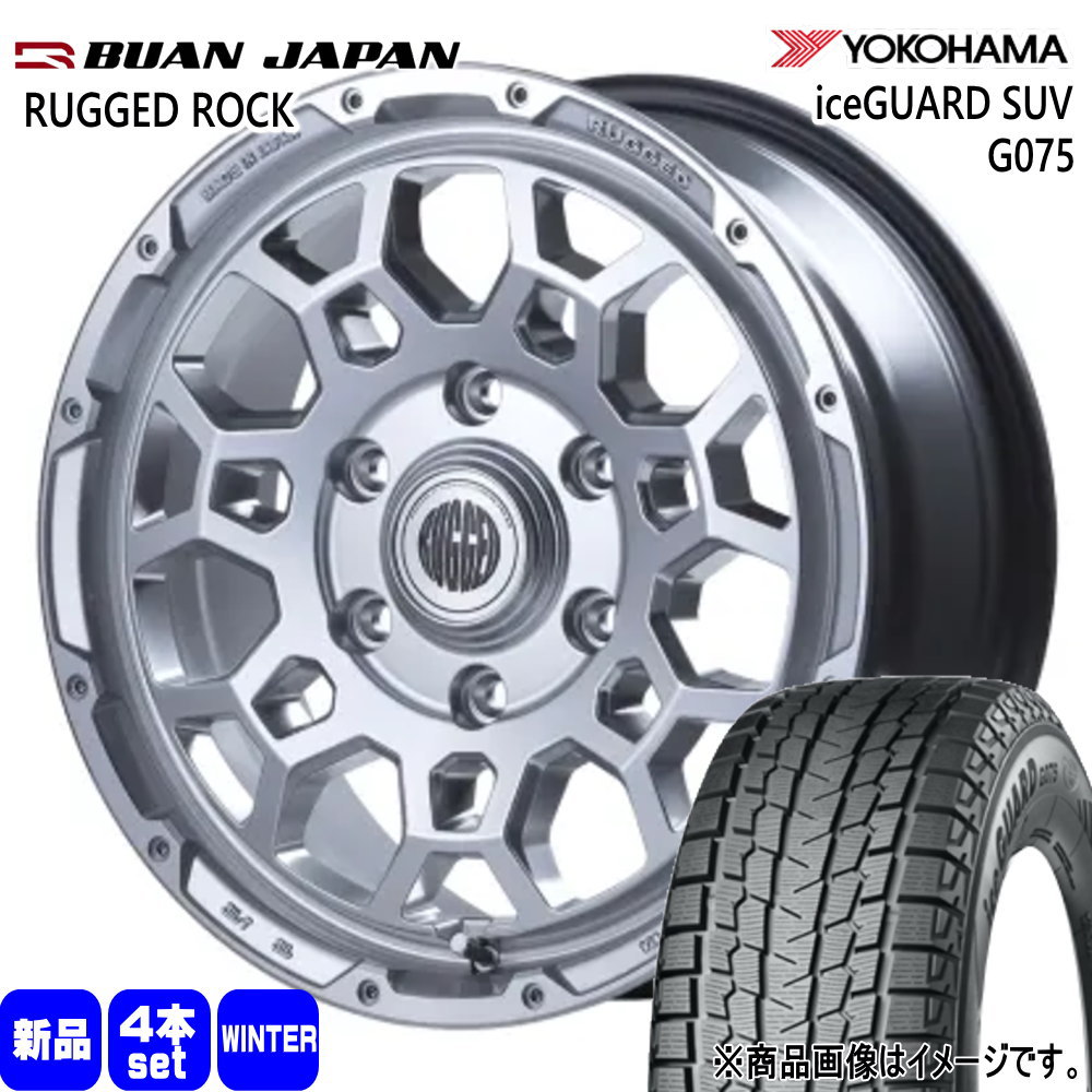 215/70R16 100Q アイスガード SUV G075 iceGUARD SUV G075 ヨコハマ YOKOHAMA 新品 冬用 スタッドレスタイヤ ホイール 4本セット BUAN JAPAN RUGGED ROCK 16×6.5+38 6/139.7|タイヤショップ78