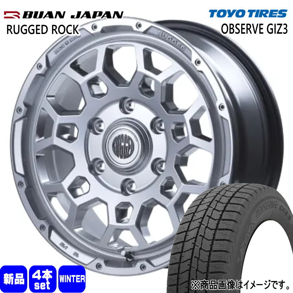 215/65R16 オブザーブ ギズ3 OBSERVE GIZ3 トーヨータイヤ TOYOTIRES 新品 冬用 スタッドレスタイヤ ホイール 4本セット BUAN JAPAN RUGGED ROCK 16×6.5+38 6/139.7|タイヤショップ78