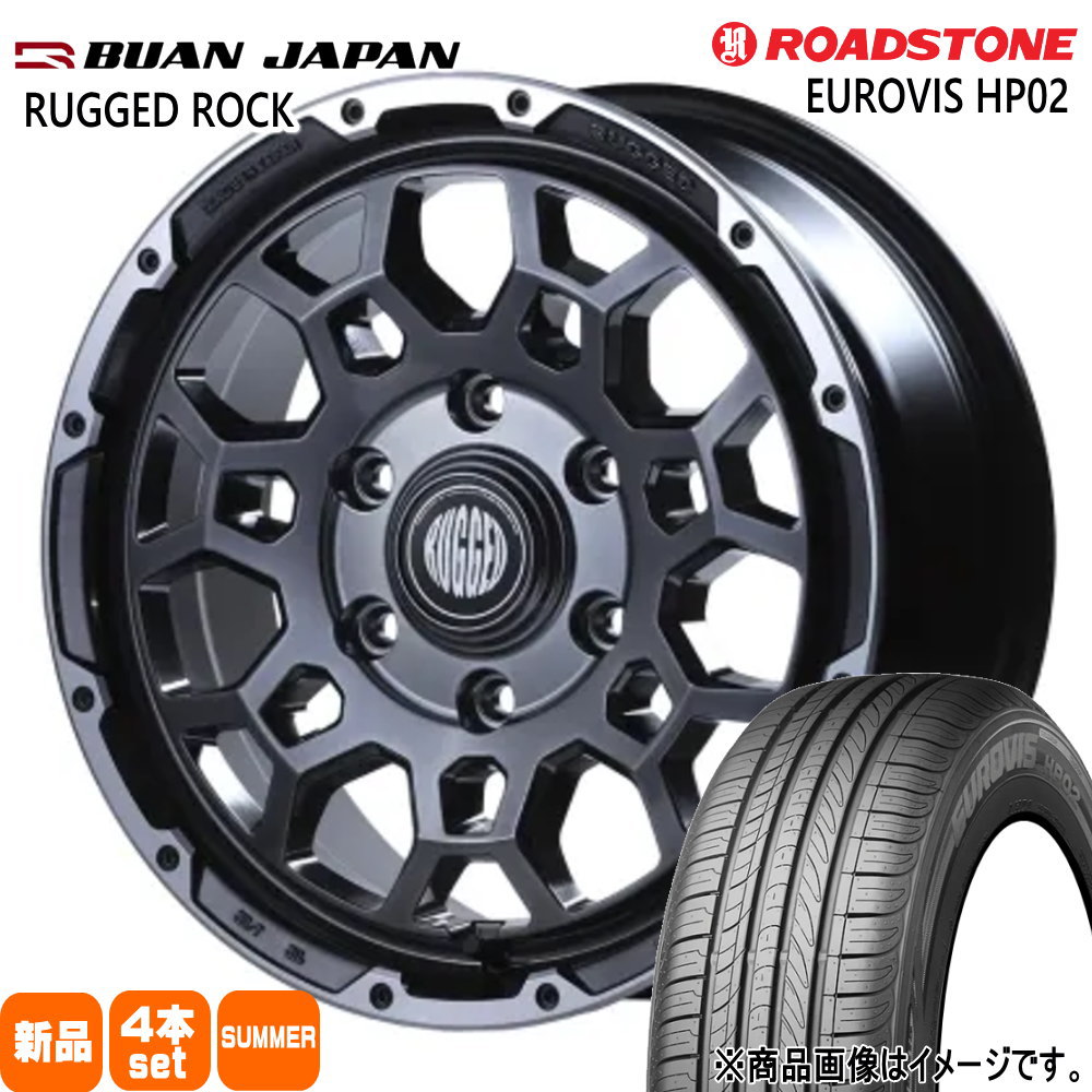 215/65R16 98H ユーロビズ HP02 EUROVIS HP02 ロードストーン ROADSTONE 新品 夏用 サマータイヤ ホイール 4本セット BUAN JAPAN RUGGED ROCK 16&times;6.5+38 6/139.7｜タイヤショップ78