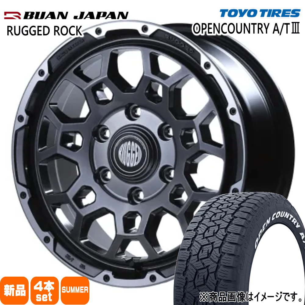 215/70R16 100T オープンカントリー AT3 OPENCOUNTRY A/T3 トーヨータイヤ TOYOTIRES 新品 夏用 サマータイヤ ホイール 4本セット BUAN JAPAN RUGGED ROCK 16&times;6.5+38 6/139.7｜タイヤショップ78