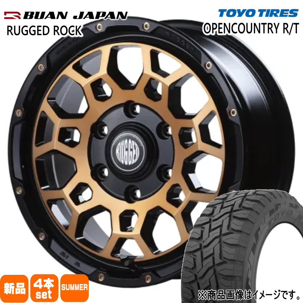 215/70R16 100Q オープンカントリー RT OPENCOUNTRY R/T トーヨータイヤ TOYOTIRES 新品 夏用 サマータイヤ ホイール 4本セット BUAN JAPAN RUGGED ROCK 16&times;6.5+38 6/139.7｜タイヤショップ78