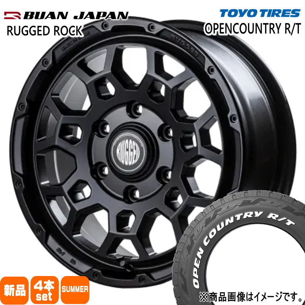 215/65R16 109/107Q LT オープンカントリー RT OPENCOUNTRY R/T トーヨータイヤ TOYOTIRES 新品 夏用 サマータイヤ ホイール 4本セット BUAN JAPAN RUGGED ROCK 16×6.5+38 6/139.7|タイヤショップ78