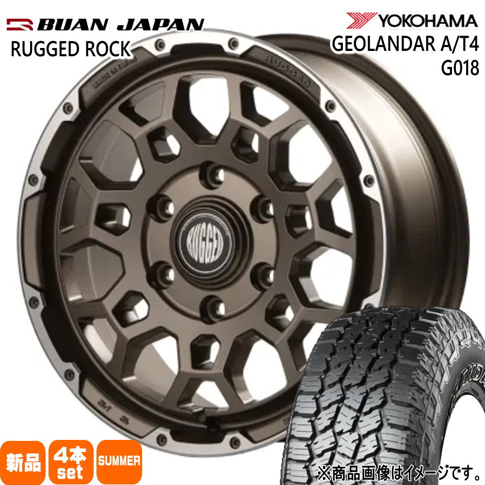 215/70R16 100H ジオランダー AT4 G018 GEOLANDAR A/T4 G018 ヨコハマ YOKOHAMA 新品 夏用 サマータイヤ ホイール 4本セット BUAN JAPAN RUGGED ROCK 16×6.5+38 6/139.7|タイヤショップ78