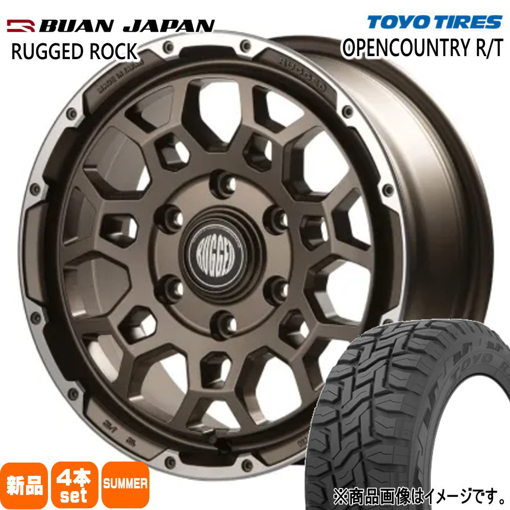 215/70R16 100Q オープンカントリー RT OPENCOUNTRY R/T トーヨータイヤ TOYOTIRES 新品 夏用 サマータイヤ ホイール 4本セット BUAN JAPAN RUGGED ROCK 16&times;6.5+38 6/139.7｜タイヤショップ78