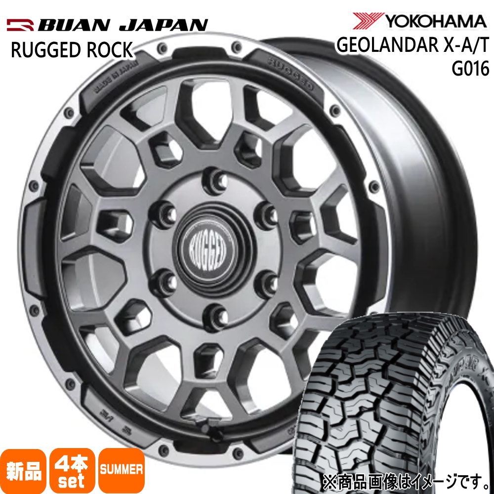 215/70R16 100/97Q LT ジオランダー X-AT G016 GEOLANDAR X-AT G016 ヨコハマ YOKOHAMA 新品 夏用 サマータイヤ ホイール 4本セット BUAN JAPAN RUGGED ROCK 16&times;6.5+38 6/139.7｜タイヤショップ78