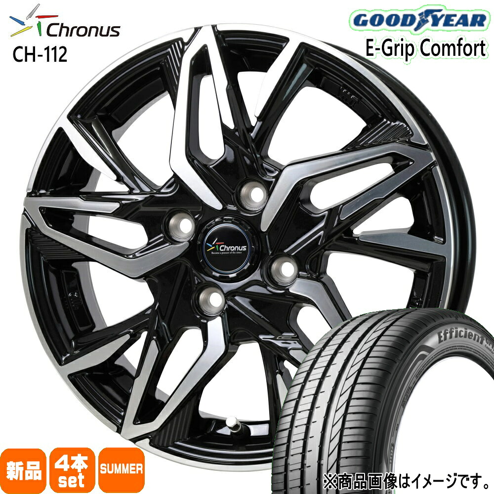 195/65R15 91H エフィシェントグリップ コンフォート EfficientGrip Comfort グッドイヤー GOODYEAR 新品 夏用 サマータイヤ ホイール 4本セット HOT STUFF CORPORATION Chronus CH-112 15×5.5+50 4/100 15インチ|タイヤショップ78