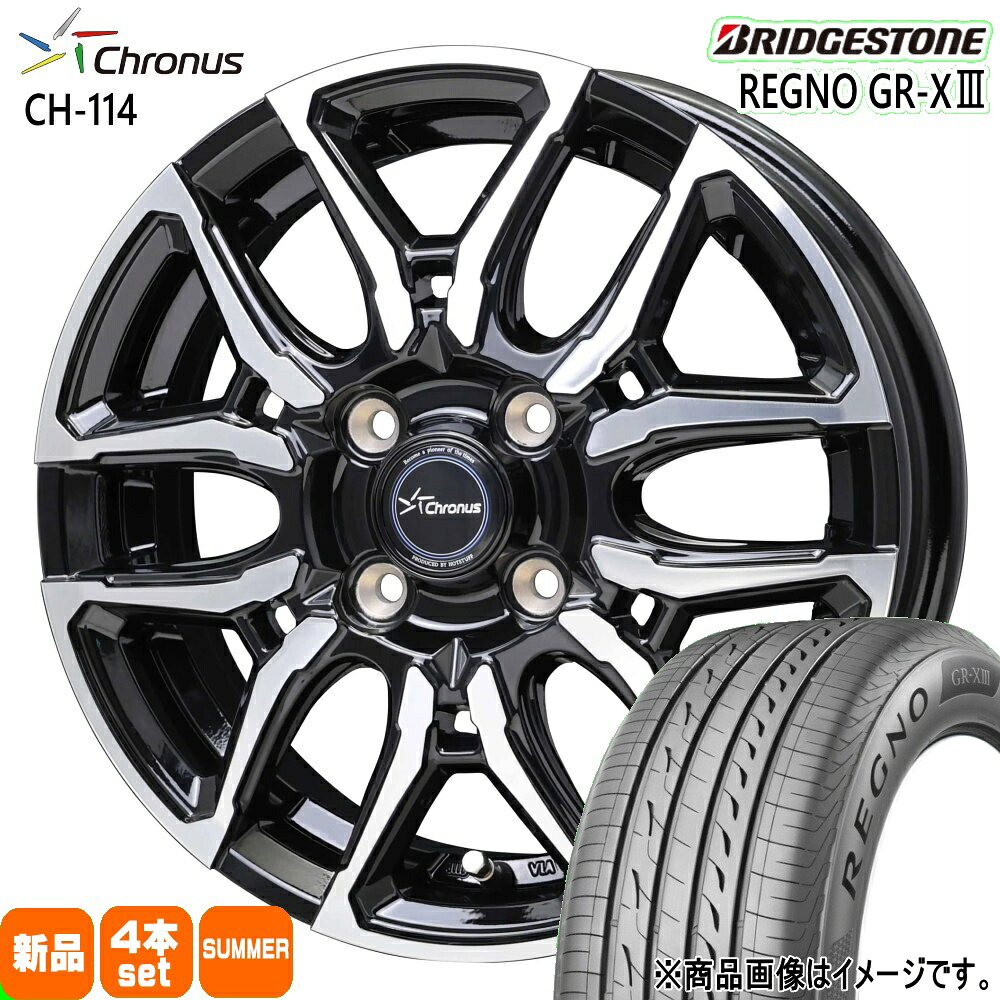 185/60R16 86H レグノ GRX3 REGNO GR-X3 ブリヂストン BRIDGESTONE 新品 夏用 サマータイヤ ホイール 4本セット HOT STUFF CORPORATION Chronus CH-114 16&times;6.0+45 4/100｜タイヤショップ78