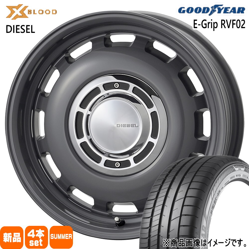 185/65R15 88H エフィシェントグリップ RVF02 EfficentGrip RVF02 グッドイヤー GOODYEAR 新品 夏用 サマータイヤ ホイール 4本セット COSMIC X BLOOD DIESEL 15&times;6.0+42 4/100 15インチ｜タイヤショップ78