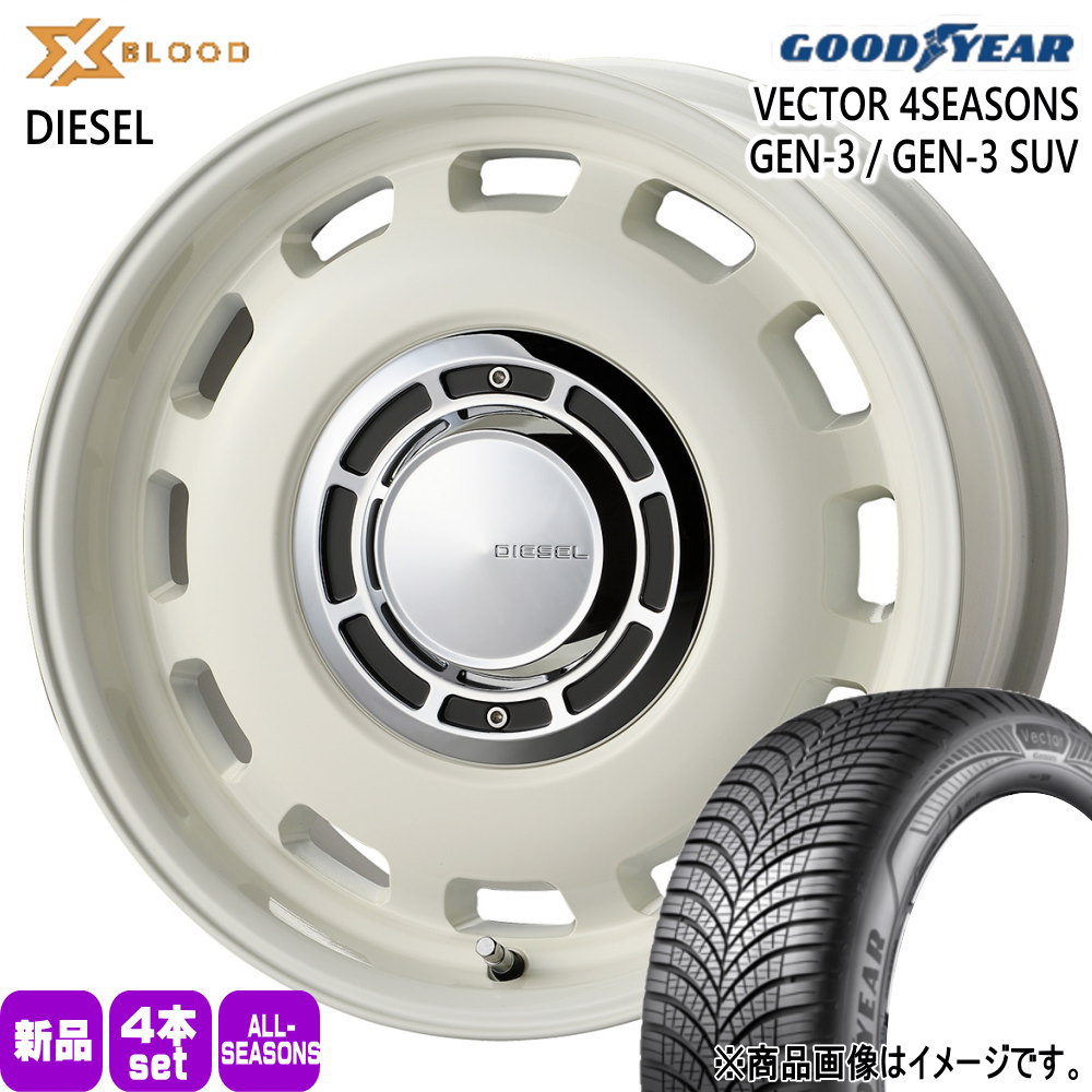 185/60R15 88V XL ベクター 4シーズン GEN3 VECTOR 4SEASONS GEN-3 グッドイヤー GOODYEAR 新品 夏冬兼用 オールシーズンタイヤ ホイール 4本セット COSMIC X BLOOD DIESEL 15&times;6.0+42 4/100 15インチ｜タイヤショップ78