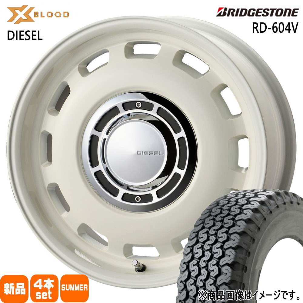 165R14 6PR RD604 スチール 604V RD-604 STEEL 604V ブリヂストン BRIDGESTONE 新品 夏用 サマータイヤ ホイール 4本セット COSMIC X BLOOD DIESEL 14×5.0+35 4/100 14インチ|タイヤショップ78