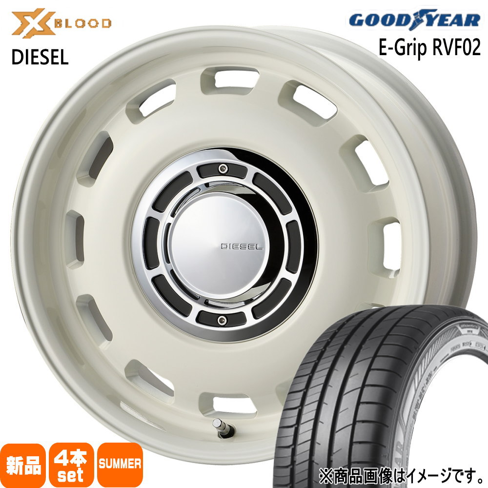 185/65R15 88H エフィシェントグリップ RVF02 EfficentGrip RVF02 グッドイヤー GOODYEAR 新品 夏用 サマータイヤ ホイール 4本セット COSMIC X BLOOD DIESEL 15×6.0+42 4/100 15インチ|タイヤショップ78