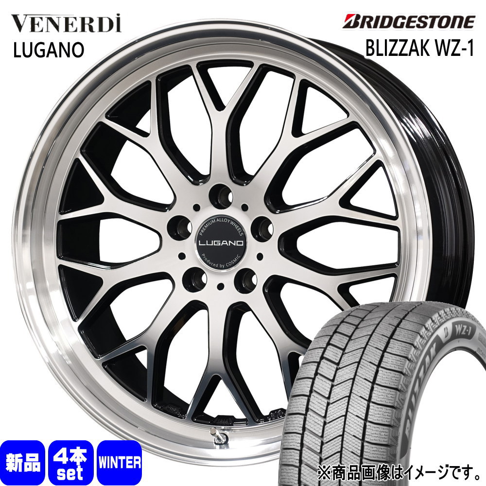 245/45R20 103Q XL ブリザック WZ1 BLIZZAK WZ-1 ブリヂストン BRIDGESTONE 新品 冬用 スタッドレスタイヤ ホイール 4本セット COSMIC VENERDI LUGANO 20&times;8.5+38 5/114.3｜タイヤショップ78
