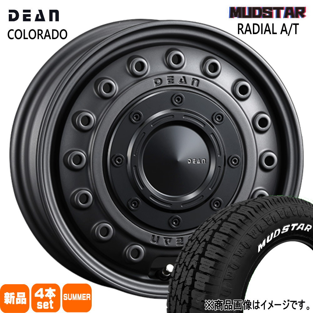 145/80R12 80/78N LT ラジアル AT RADIAL AT マッドスター MUDSTAR 新品 夏用 サマータイヤ ホイール 4本セット CRIMSON DEAN COLORADO 12×4.0+42 4/100|タイヤショップ78