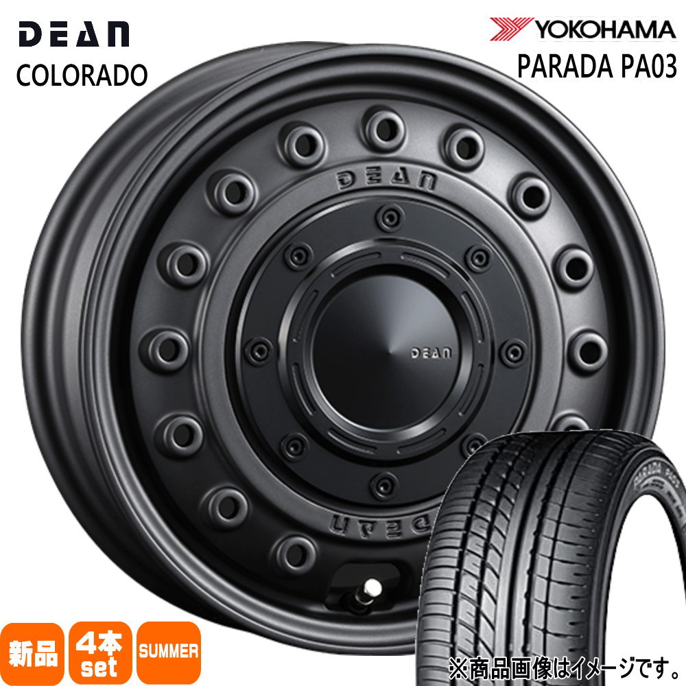 165/55R14 C 95/93N LT パラダ PA03 PARADA PA03 ヨコハマ YOKOHAMA 新品 夏用 サマータイヤ ホイール 4本セット CRIMSON DEAN COLORADO 14×4.5+43 4/100|タイヤショップ78