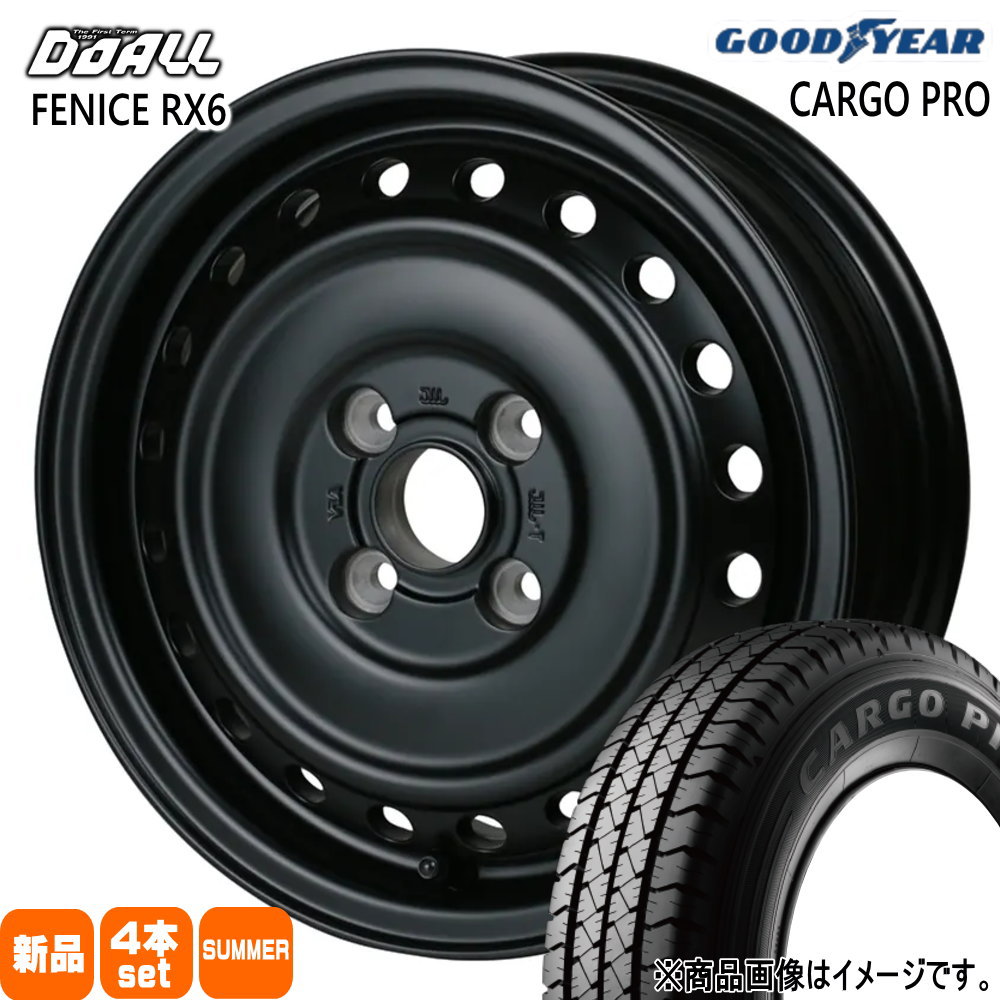 155/80R14 88/86N LT カーゴプロ CARGO PRO グッドイヤー GOODYEAR 新品 夏用 サマータイヤ ホイール 4本セット DOALL ALGERNON FENICE RX6 14×5.0+35 4/100|タイヤショップ78