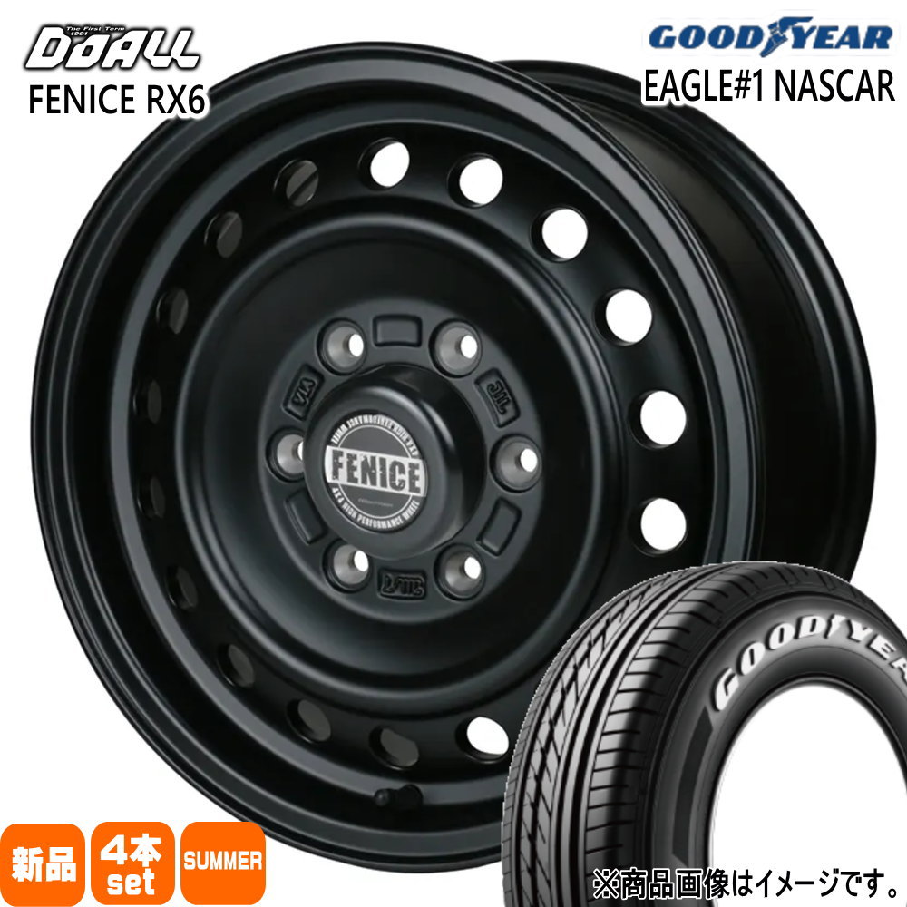 215/65R16 109/107R LT イーグルワン ナスカー プラス EAGLE#1 NASCAR PLUS グッドイヤー GOODYEAR 新品 夏用 サマータイヤ ホイール 4本セット DOALL ALGERNON FENICE RX6 16&times;6.5+38 6/139.7｜タイヤショップ78 108,240円