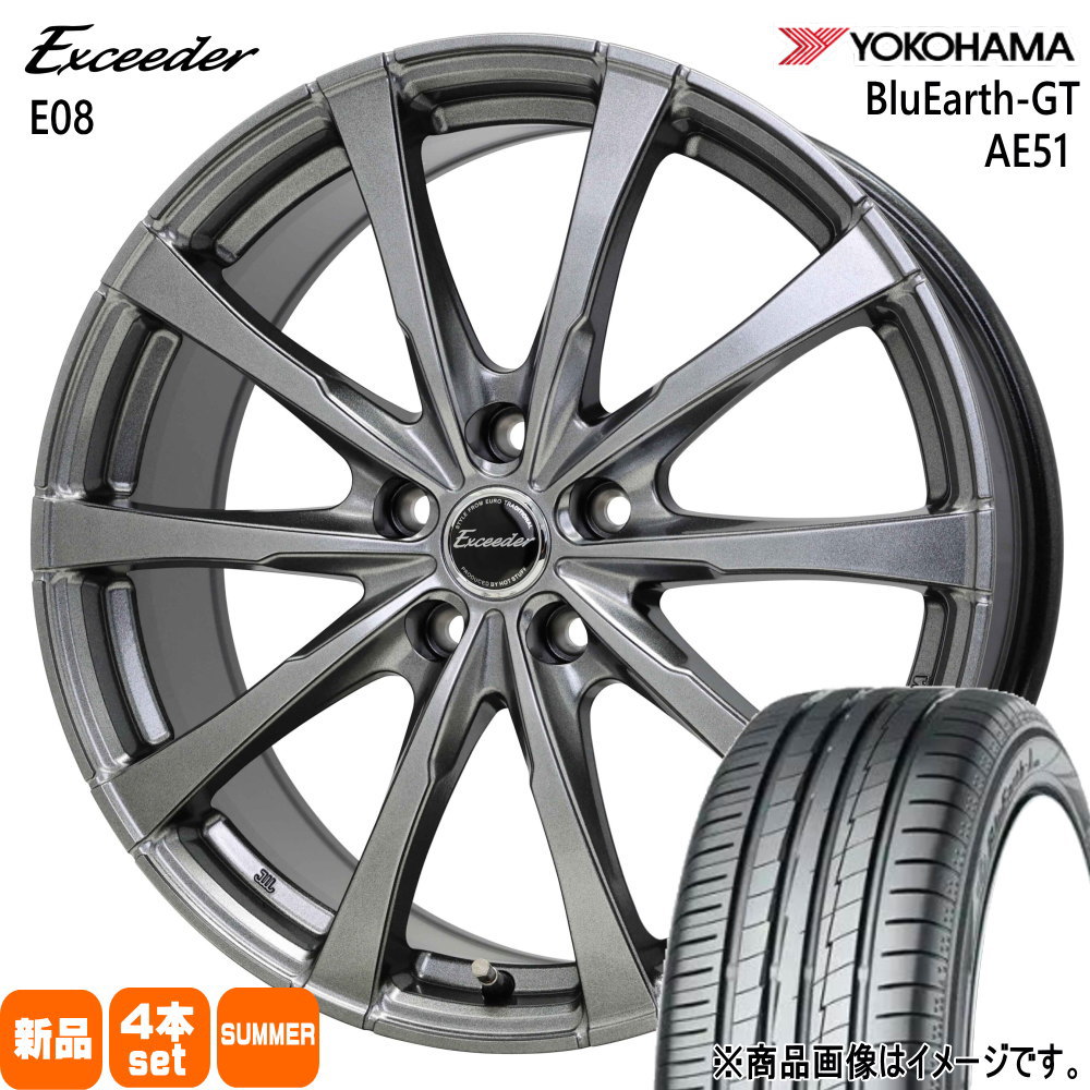 235/40R18 95W XL ブルーアース GT AE51 BluEarth-GT AE51 ヨコハマ YOKOHAMA 新品 夏用 サマータイヤ ホイール 4本セット HOT STUFF CORPORATION Exceeder E08 18×7.5+38 5/114.3|タイヤショップ78