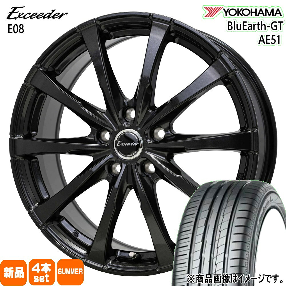 235/40R18 95W XL ブルーアース GT AE51 BluEarth-GT AE51 ヨコハマ YOKOHAMA 新品 夏用 サマータイヤ ホイール 4本セット HOT STUFF CORPORATION Exceeder E08 18&times;7.5+38 5/114.3｜タイヤショップ78 110,275円