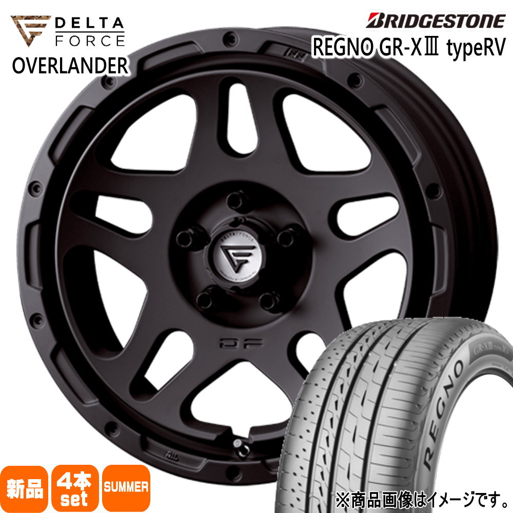 225/60R17 99H レグノ GRX3 タイプRV REGNO GR-X3 type RV ブリヂストン BRIDGESTONE 新品 夏用 サマータイヤ ホイール 4本セット DELTA FORCE OVERLANDER 17&times;7.0+32 5/114.3｜タイヤショップ78