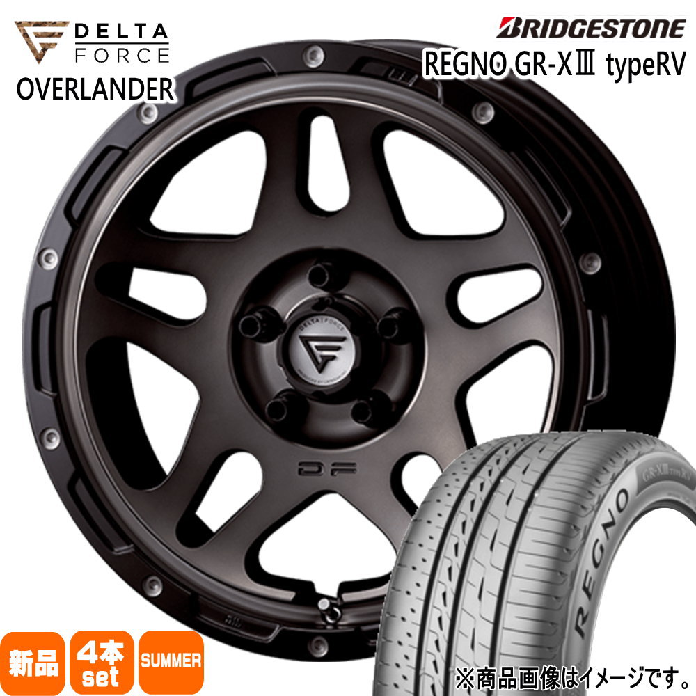 225/65R17 102H レグノ GRX3 タイプRV REGNO GR-X3 type RV ブリヂストン BRIDGESTONE 新品 夏用 サマータイヤ ホイール 4本セット DELTA FORCE OVERLANDER 17&times;7.0+32 5/114.3｜タイヤショップ78 163,790円