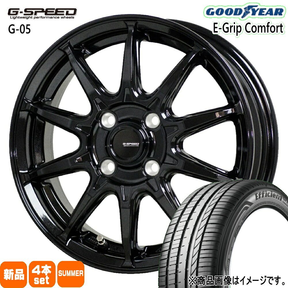165/60R14 75H エフィシェントグリップ コンフォート EfficientGrip Comfort グッドイヤー GOODYEAR 新品 夏用 サマータイヤ ホイール 4本セット HOT STUFF CORPORATION G・speed G-05 14&times;4.5+45 4/100 14インチ｜タイヤショップ78