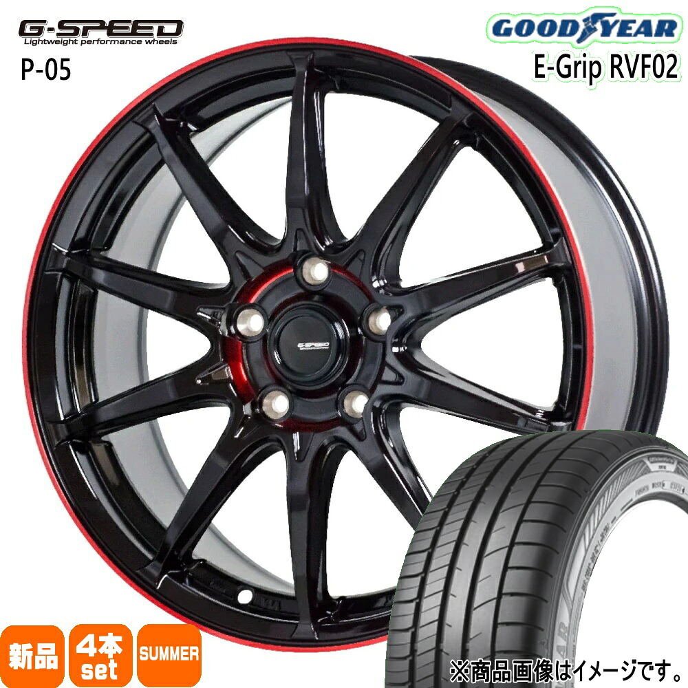 215/55R17 98V エフィシェントグリップ RVF02 EfficentGrip RVF02 グッドイヤー GOODYEAR 新品 夏用 サマータイヤ ホイール 4本セット HOT STUFF CORPORATION G・speed P-05R 17&times;7.0+45 5/100 17インチ｜タイヤショップ78