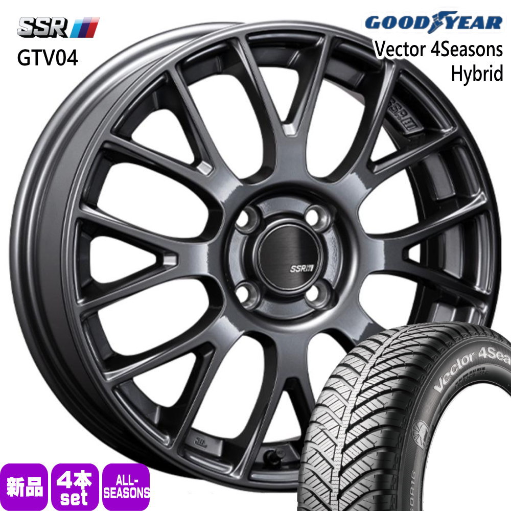 185/60R16 86H ベクター 4シーズン ハイブリッド Vector 4Seasons Hybrid グッドイヤー GOODYEAR 新品 夏冬兼用 オールシーズンタイヤ ホイール 4本セット SSR GTV04 16×6.0+42 4/100|タイヤショップ78