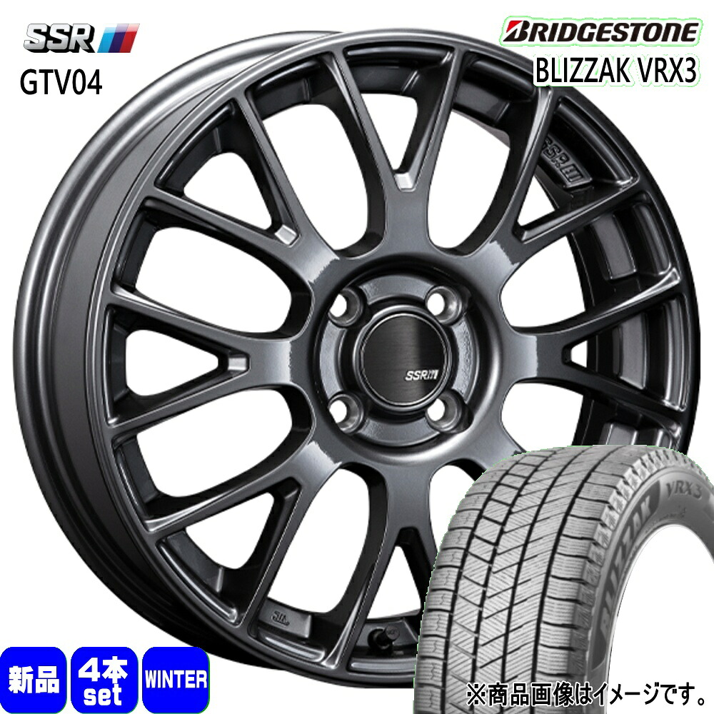 165/65R15 81Q ブリザック VRX3 BLIZZAK VRX3 ブリヂストン BRIDGESTONE 新品 冬用 スタッドレスタイヤ ホイール 4本セット SSR GTV04 15&times;5.0+45 4/100｜タイヤショップ78