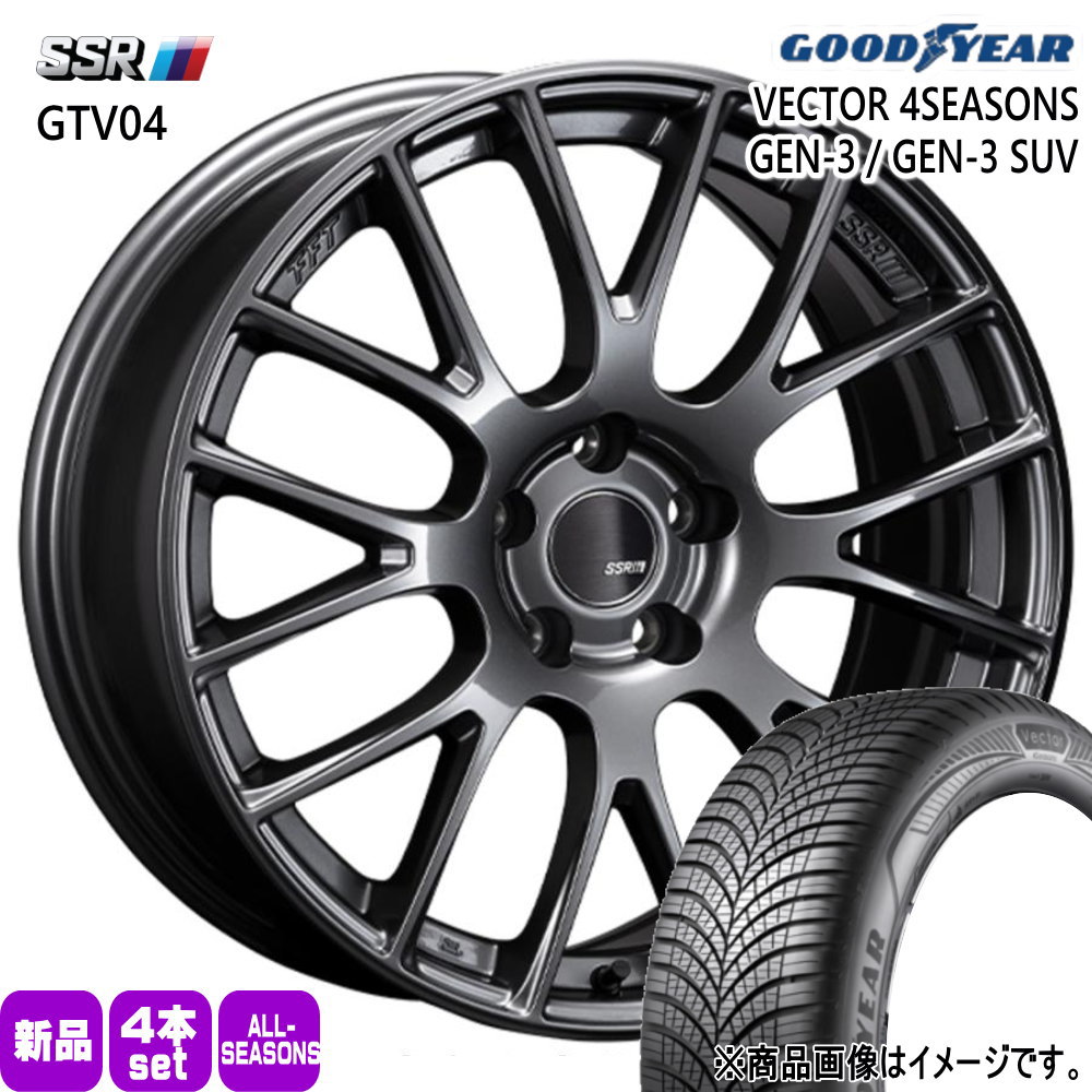 225/60R18 104W XL ベクター 4シーズン GEN3 SUV VECTOR 4SEASONS GEN-3 SUV グッドイヤー GOODYEAR 新品 夏冬兼用 オールシーズンタイヤ ホイール 4本セット SSR GTV04 18×7.5+48 5/114.3|タイヤショップ78
