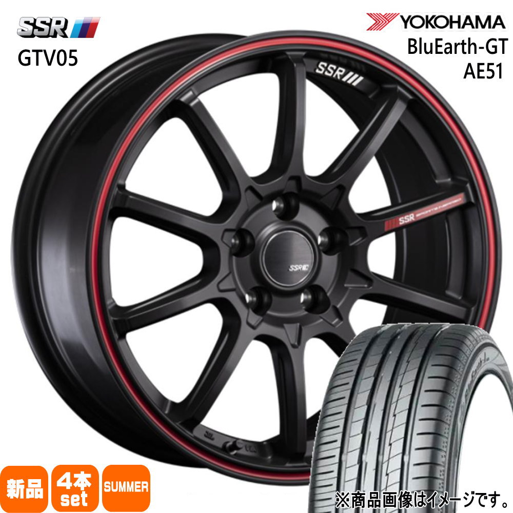 195/55R16 87V ブルーアース GT AE51 BluEarth-GT AE51 ヨコハマ YOKOHAMA 新品 夏用 サマータイヤ ホイール 4本セット SSR GTV05 16×6.0+45 4/100|タイヤショップ78