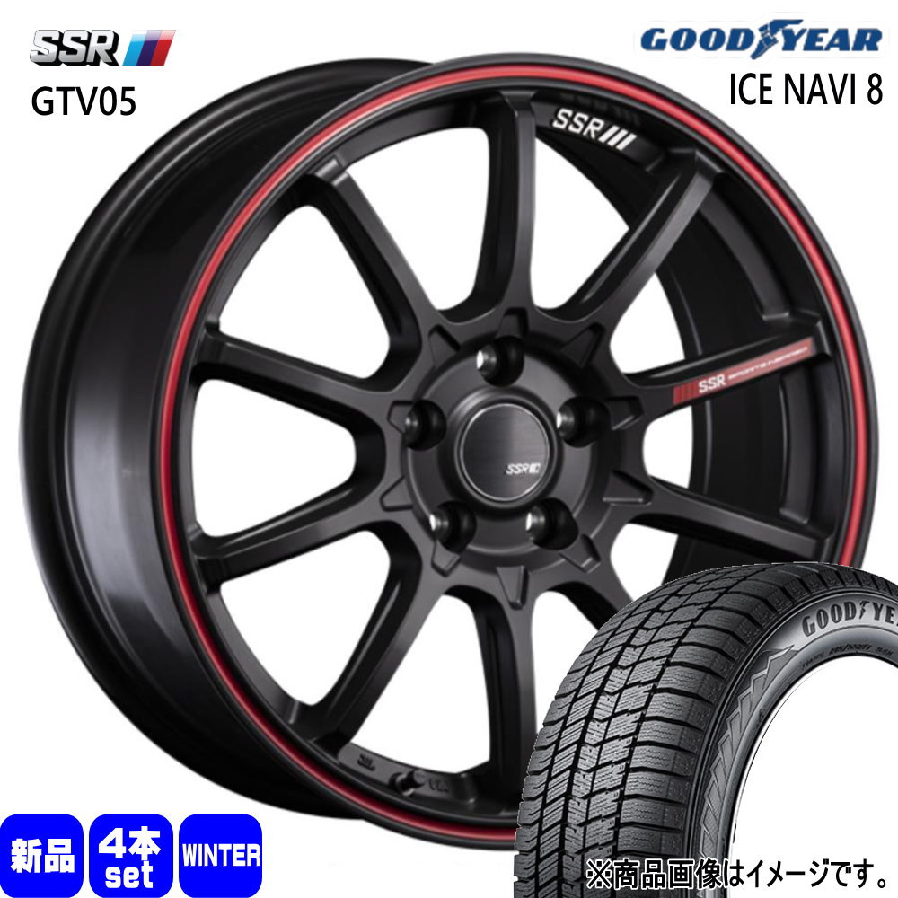 165/65R15 81Q アイスナビ8 ICE NAVI 8 グッドイヤー GOODYEAR 新品 冬用 スタッドレスタイヤ ホイール 4本セット SSR GTV05 15×5.0+45 4/100|タイヤショップ78