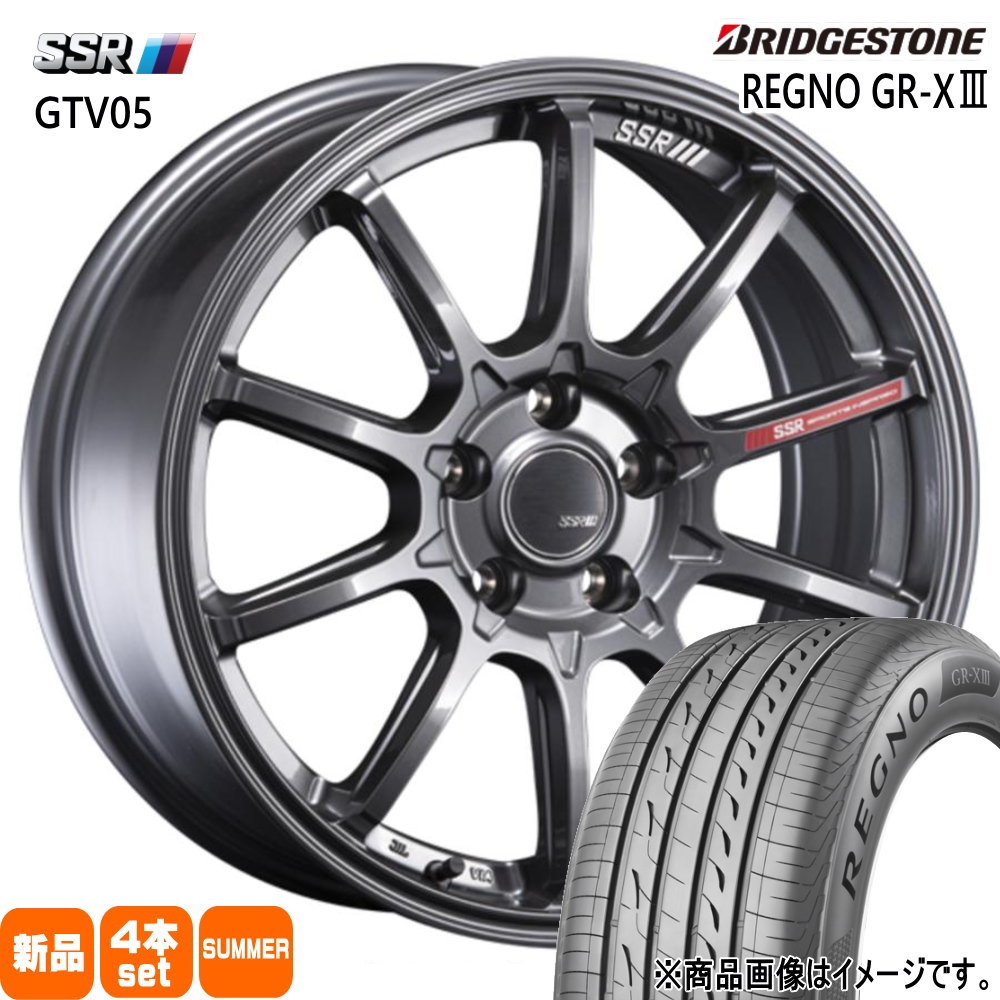 215/55R17 94V レグノ GRX3 REGNO GR-X3 ブリヂストン BRIDGESTONE 新品 夏用 サマータイヤ ホイール 4本セット SSR GTV05 17&times;7.0+42 5/114.3｜タイヤショップ78