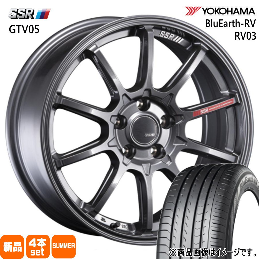 215/45R17 91W XL ブルーアース RV RV03 BluEarth-RV RV03 ヨコハマ YOKOHAMA 新品 夏用 サマータイヤ ホイール 4本セット SSR GTV05 17×7.0+42 5/114.3|タイヤショップ78