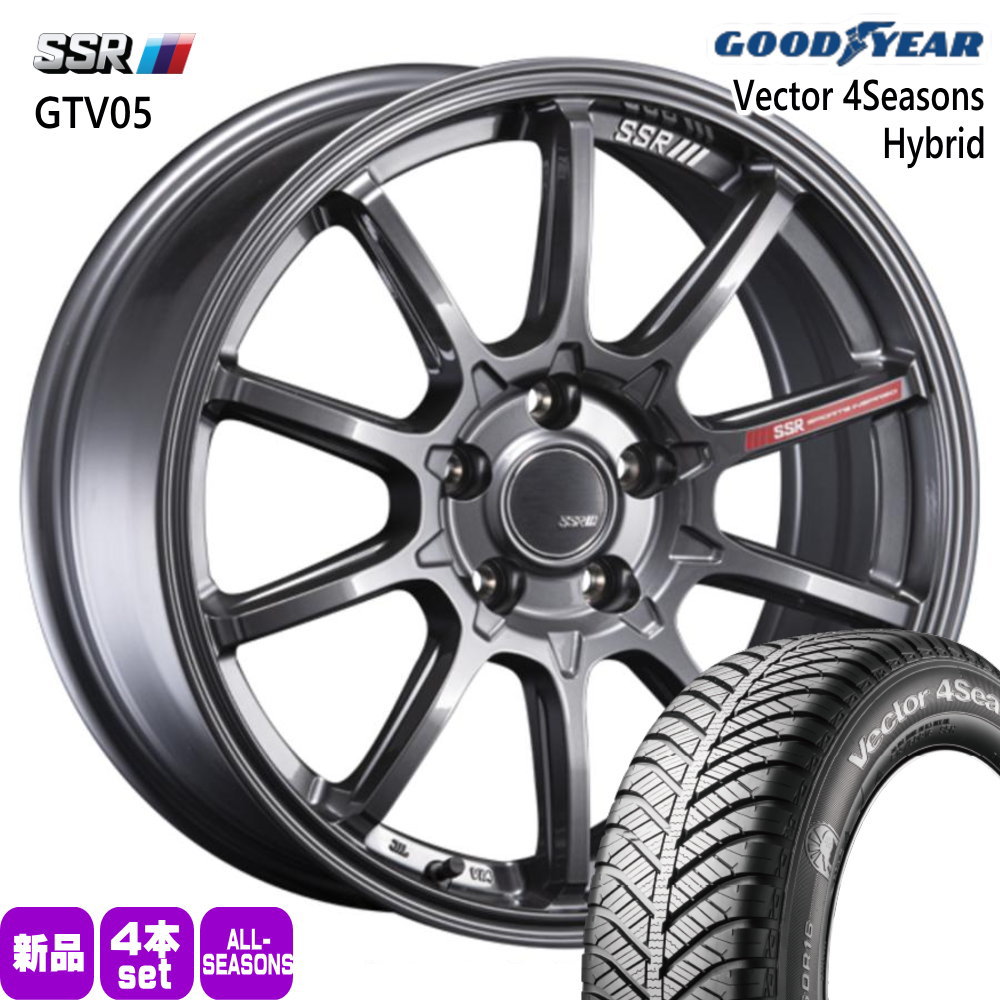 215/50R17 95H XL ベクター 4シーズン ハイブリッド Vector 4Seasons Hybrid グッドイヤー GOODYEAR 新品 夏冬兼用 オールシーズンタイヤ ホイール 4本セット SSR GTV05 17×7.0+42 5/114.3|タイヤショップ78