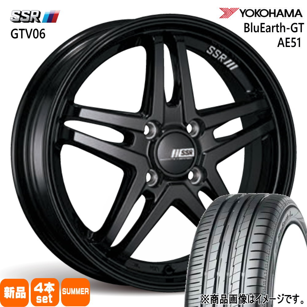 185/55R16 83V ブルーアース GT AE51 BluEarth-GT AE51 ヨコハマ YOKOHAMA 新品 夏用 サマータイヤ ホイール 4本セット SSR GTV06 16×6.0+45 4/100|タイヤショップ78