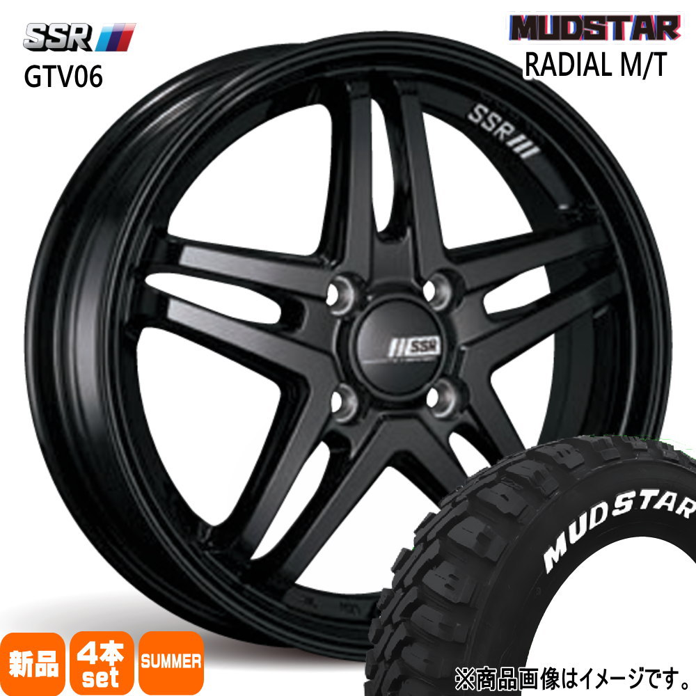 165/60R15 77S ラジアル MT RADIAL MT マッドスター MUDSTAR 新品 夏用 サマータイヤ ホイール 4本セット SSR GTV06 15×4.5+45 4/100|タイヤショップ78