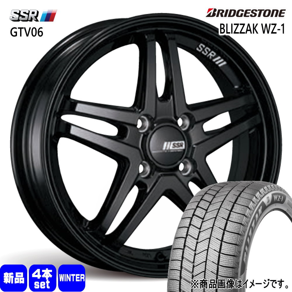 195/55R16 91Q XL ブリザック WZ1 BLIZZAK WZ-1 ブリヂストン BRIDGESTONE 新品 冬用 スタッドレスタイヤ ホイール 4本セット SSR GTV06 16×6.0+45 4/100|タイヤショップ78