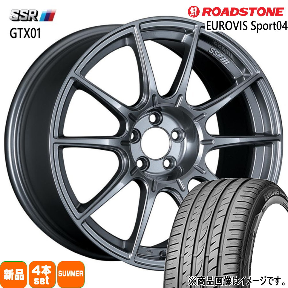 215/45R17 91W XL ユーロビズスポーツ04 EUROVIS Sport04 ロードストーン ROADSTONE 新品 夏用 サマータイヤ ホイール 4本セット SSR GTX01 17&times;8.0+45 5/100｜タイヤショップ78