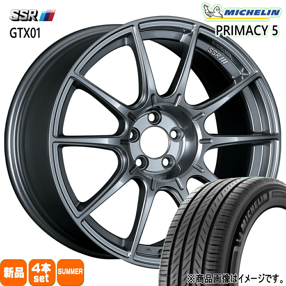 215/45R17 91W XL プライマシー5 RIMACY 5 ミシュラン MICHELIN 新品 夏用 サマータイヤ ホイール 4本セット SSR GTX01 17&times;8.0+45 5/100｜タイヤショップ78