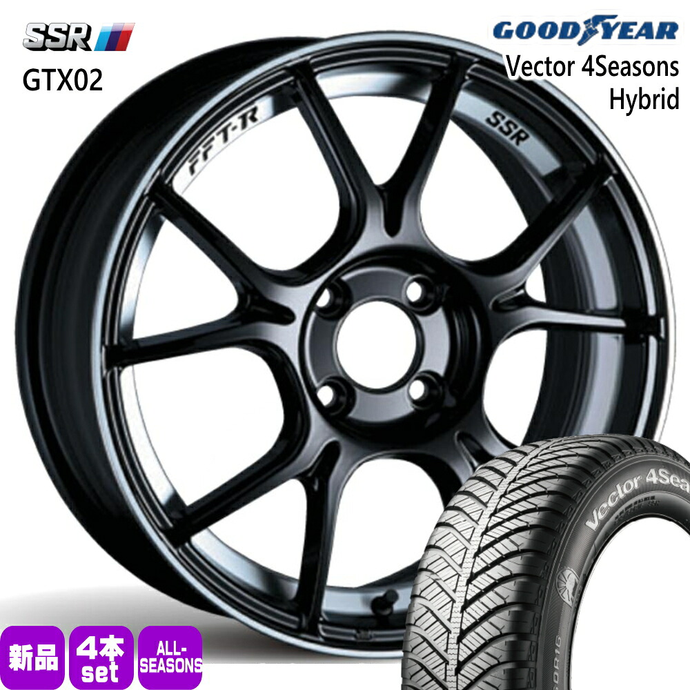 195/55R16 87H ベクター 4シーズン ハイブリッド Vector 4Seasons Hybrid グッドイヤー GOODYEAR 新品 夏冬兼用 オールシーズンタイヤ ホイール 4本セット SSR GTX02 16×6.5+45 4/100|タイヤショップ78