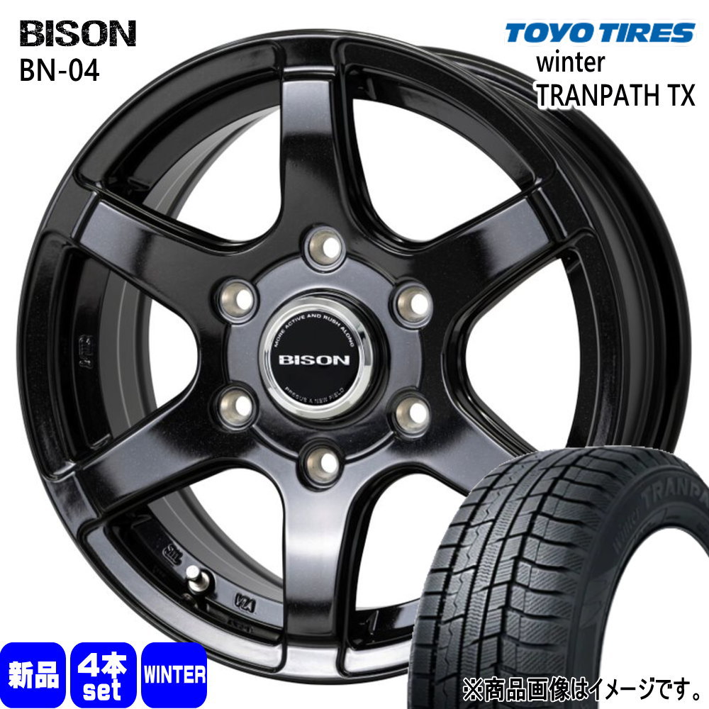 215/70R15 98Q ウィンタートランパス TX WinterTRANPATH TX トーヨータイヤ TOYOTIRES 新品 冬用 スタッドレスタイヤ ホイール 4本セット HOT STUFF CORPORATION BISON BN04 15&times;6.0+33 6/139.7｜タイヤショップ78 69,152円