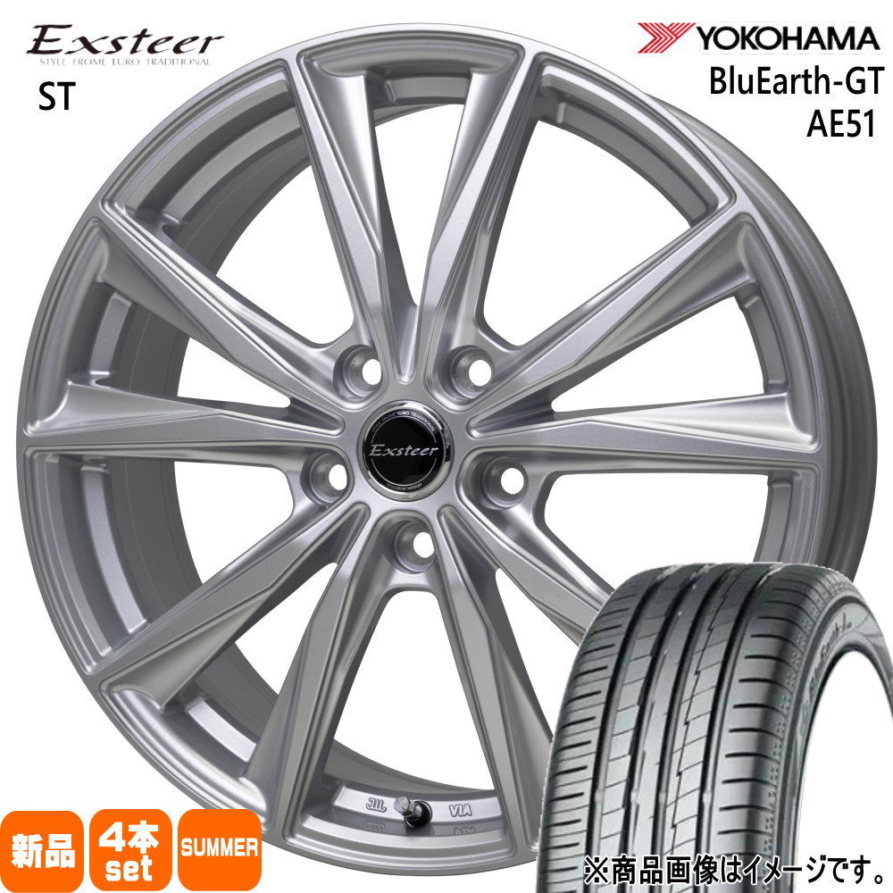 205/55R16 91V ブルーアース GT AE51 BluEarth-GT AE51 ヨコハマ YOKOHAMA 新品 夏用 サマータイヤ ホイール 4本セット HOT STUFF CORPORATION Exsteer ST 16×6.0+40 5/114.3|タイヤショップ78