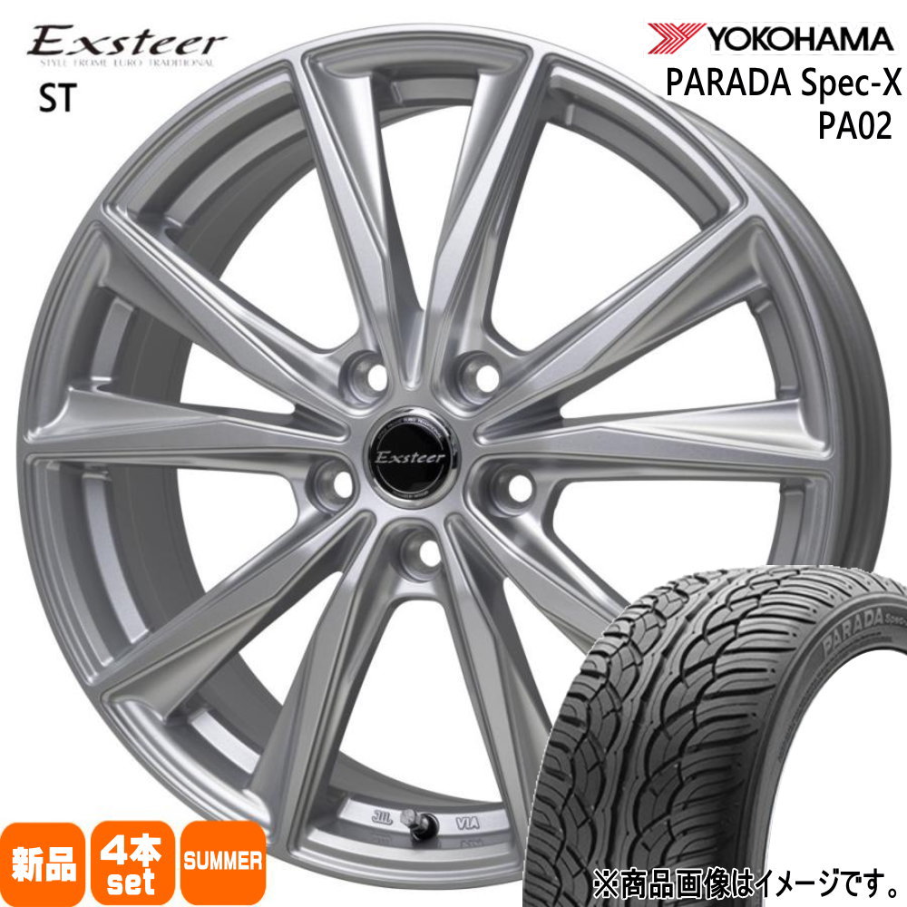 235/60R18 103V パラダ スペックX PA02 PARADA Spec-X PA02 ヨコハマ YOKOHAMA 新品 夏用 サマータイヤ ホイール 4本セット HOT STUFF CORPORATION Exsteer ST 18&times;8.0+42 5/114.3｜タイヤショップ78