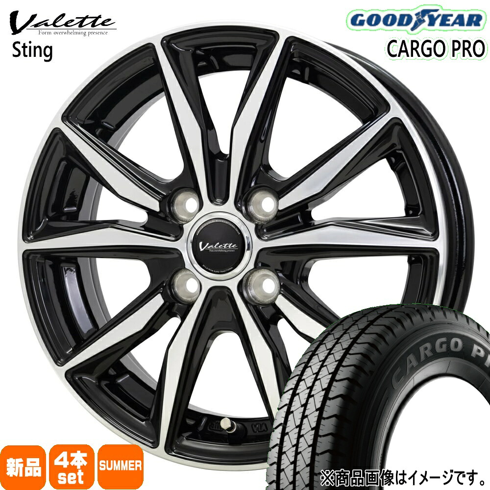 175/80R14 99/98N LT カーゴプロ CARGO PRO グッドイヤー GOODYEAR 新品 夏用 サマータイヤ ホイール 4本セット HOT STUFF CORPORATION Valette Sting 14×5.0+38 4/100 14インチ|タイヤショップ78