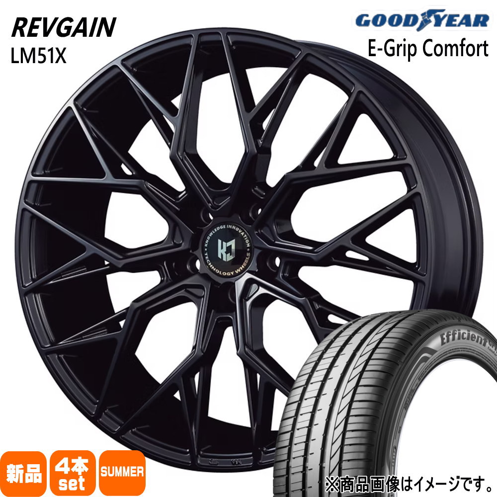 225/35R19 88W XL エフィシェントグリップ コンフォート EfficientGrip Comfort グッドイヤー GOODYEAR 新品 夏用 サマータイヤ ホイール 4本セット KIT JAPAN REVGAIN LM51X 19&times;8.5+45 5/114.3 19インチ｜タイヤショップ78