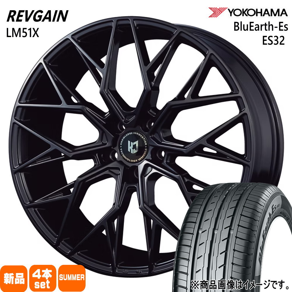 215/45R18 93W XL ブルーアース ES ES32 BluEarth-Es ES32 ヨコハマ YOKOHAMA 新品 夏用 サマータイヤ ホイール 4本セット KIT JAPAN REVGAIN LM51X 18&times;8.0+43 5/114.3 18インチ｜タイヤショップ78