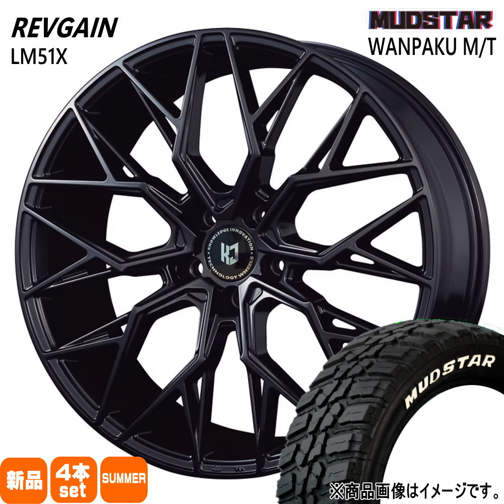 225/60R18 100T ワンパク MT WANPAKU MT マッドスター MUDSTAR 新品 夏用 サマータイヤ ホイール 4本セット KIT JAPAN REVGAIN LM51X 18&times;8.0+43 5/114.3 18インチ｜タイヤショップ78